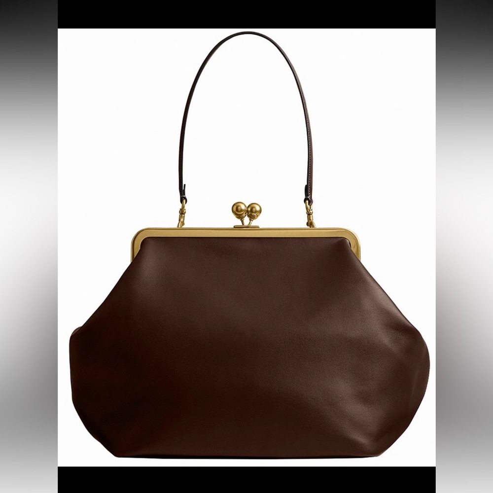 Elegant Brown Handbag with Gold Accents